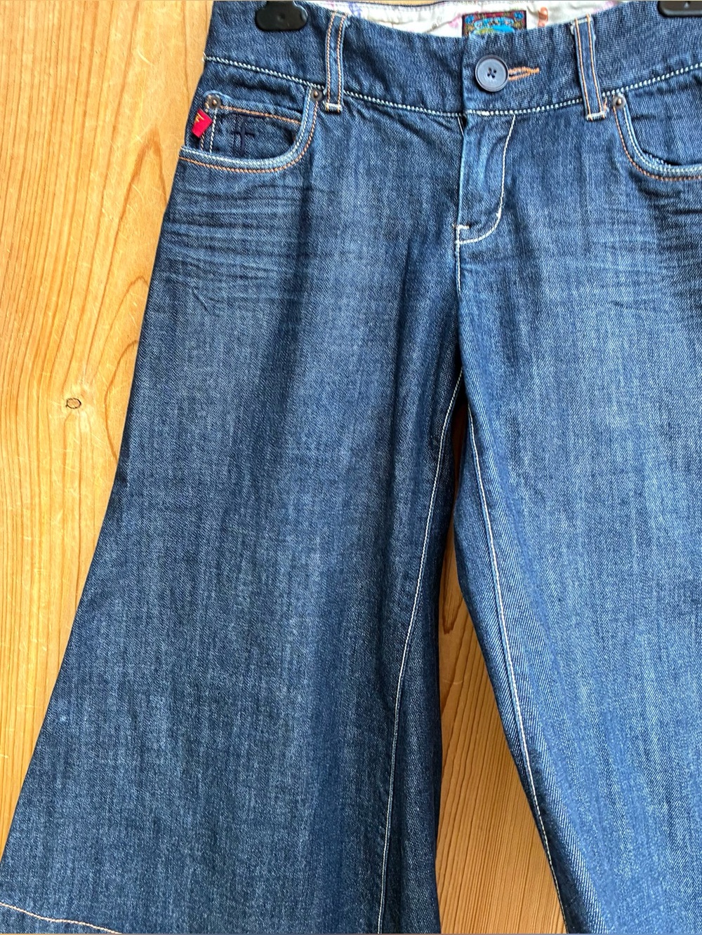Fillmore Vintage Denim Capris Wide Leg Culottes Sz 26 - Picture 2 of 7